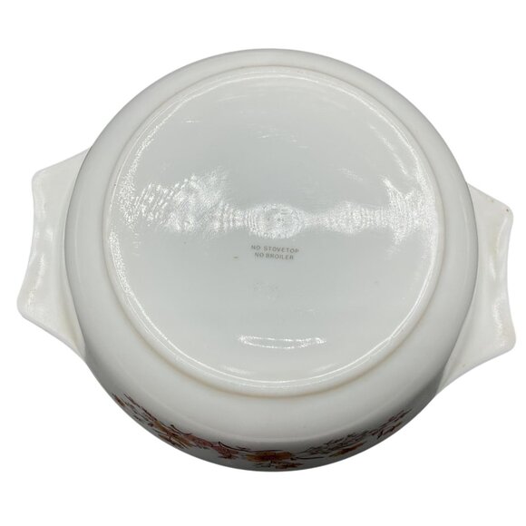 Vtg 1970s JAJ Pyrex England Casserole Dish Country Autumn Woodland 1qt 8"D x 3"H - Picture 7 of 7